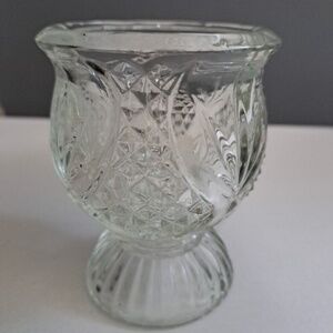 Vintage Fostoria Avon Crystal Glass Reversible 3" Votive/Taper Candle Holder x 2